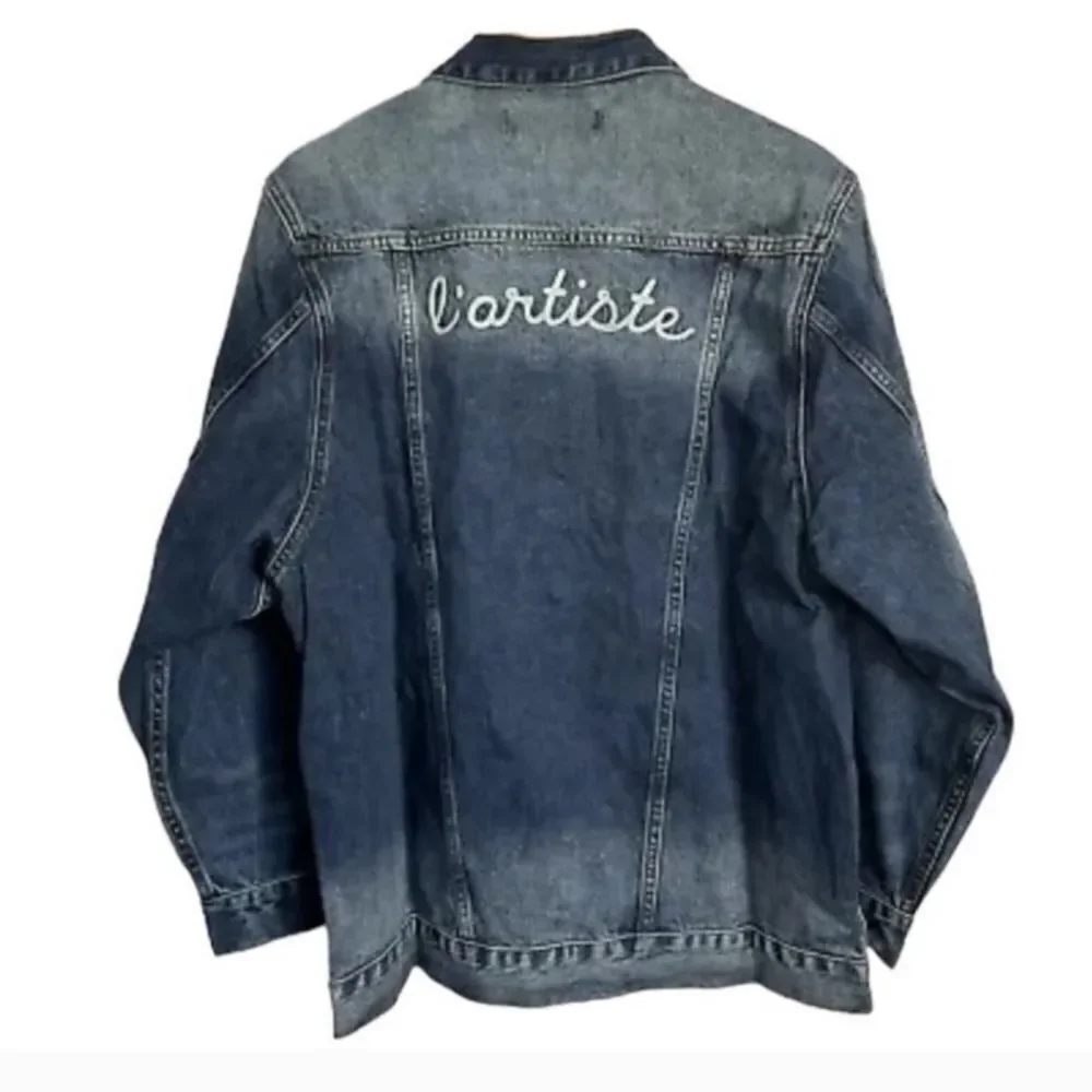 Free People x Sandrine Rose Denim Jacket Not Yours L'artiste NWT